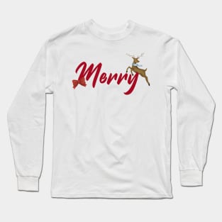 Merry Christmas Reindeer Long Sleeve T-Shirt